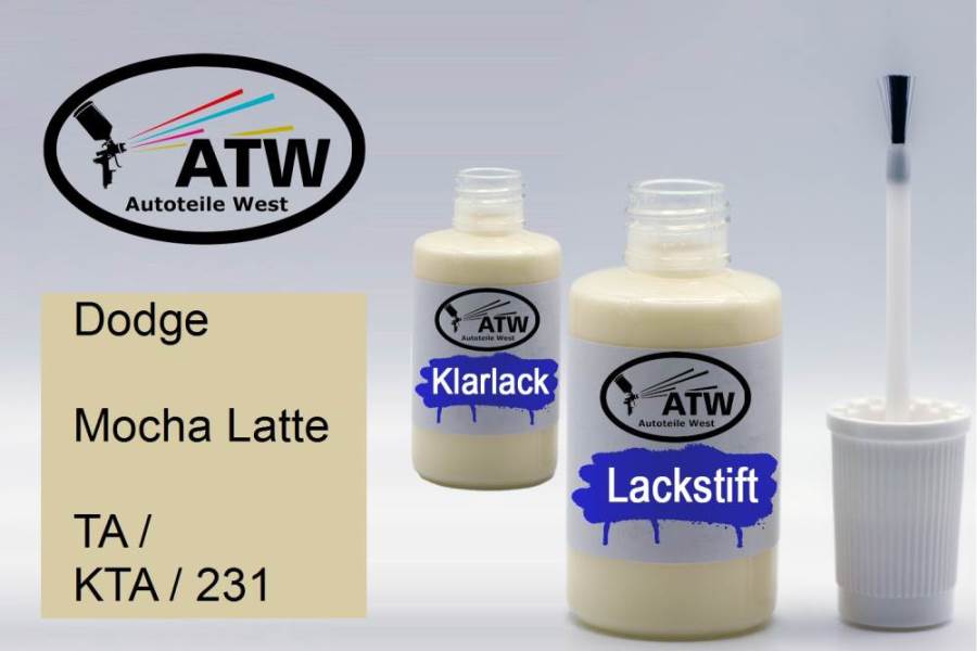 Dodge, Mocha Latte, TA / KTA / 231: 20ml Lackstift + 20ml Klarlack - Set, von ATW Autoteile West.
